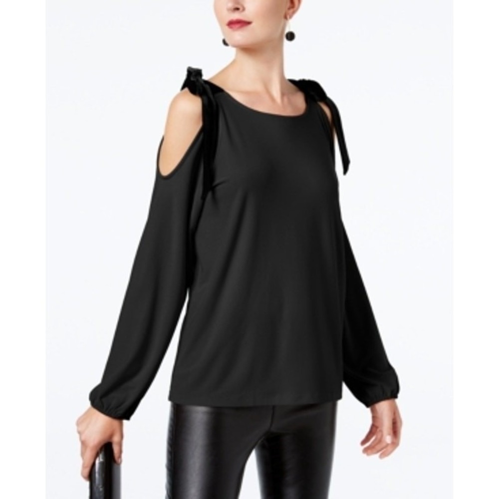 INC International Concepts Cold Shoulder Top Women's Size XXL Deep Black